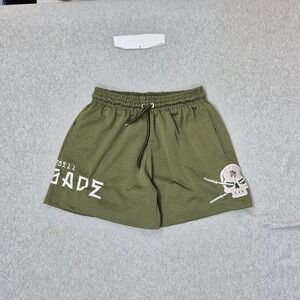 Barbell Brigade Men Activewear Shorts S Green Embroidered Athletic Shorts Mesh